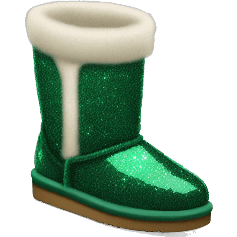 Realistic emerald green Sparkle glitter and fur Ugg boots. emoji