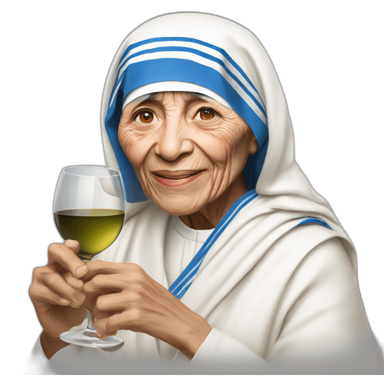 Mother teresa drinking wine emoji