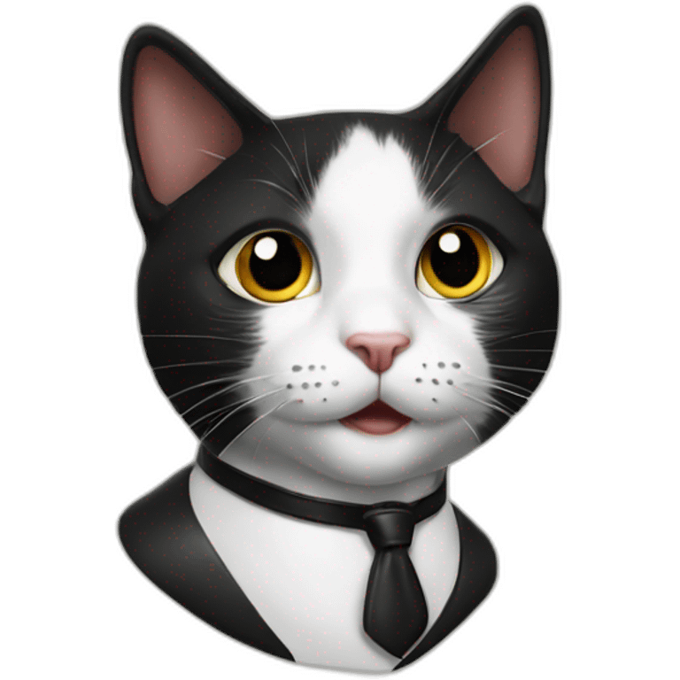 tuxedo cat with leather collar emoji