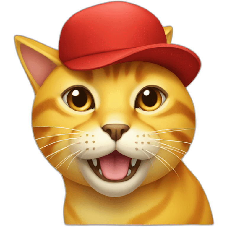 yellow cat with a red hat emoji