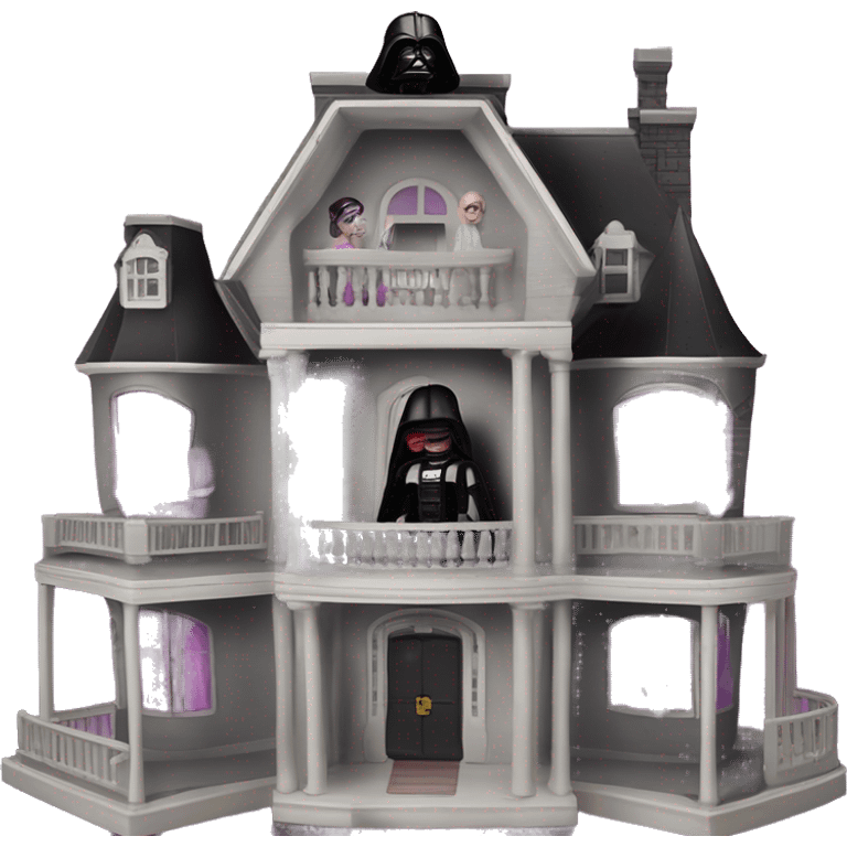 Barbie and Darth Vader’s dusty disturbing disgusting ghostly haunted horrific large scary dream mansion  emoji