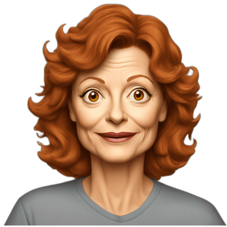 40 year old susan sarandon cartoon wearing tee emoji