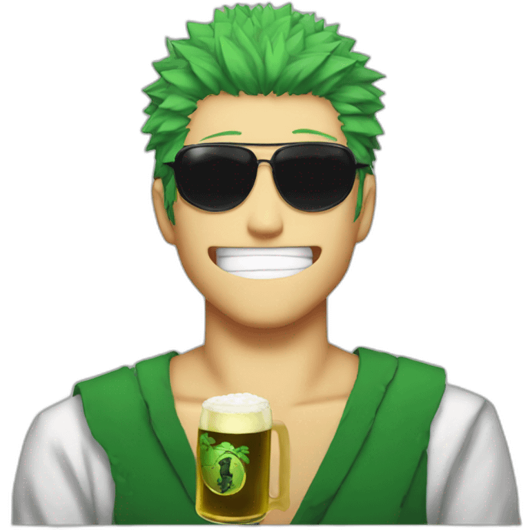 Zoro drink a beer emoji