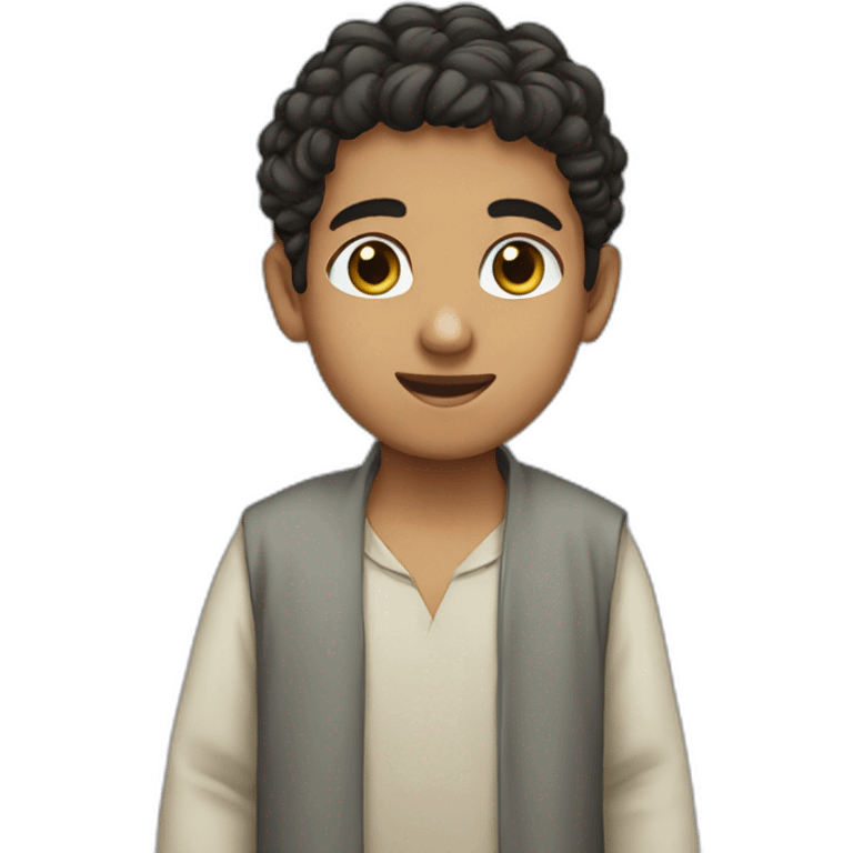 a arabic boy stand Whit israel emoji