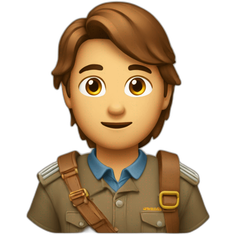 Une scout avec cheveux marron en queue de cheval emoji