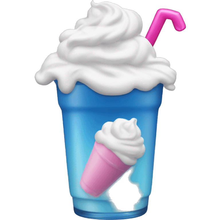 blue drink with pink whipped cream emoji