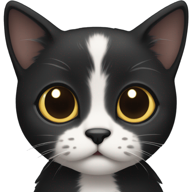 a cute black kitten with an anxious face emoji