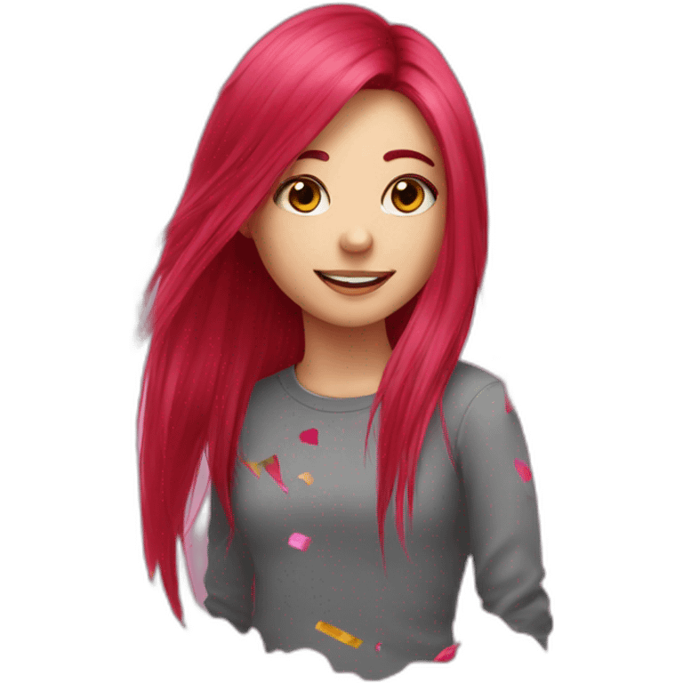 girl-long-straight-rosered-hair-under-confetti emoji