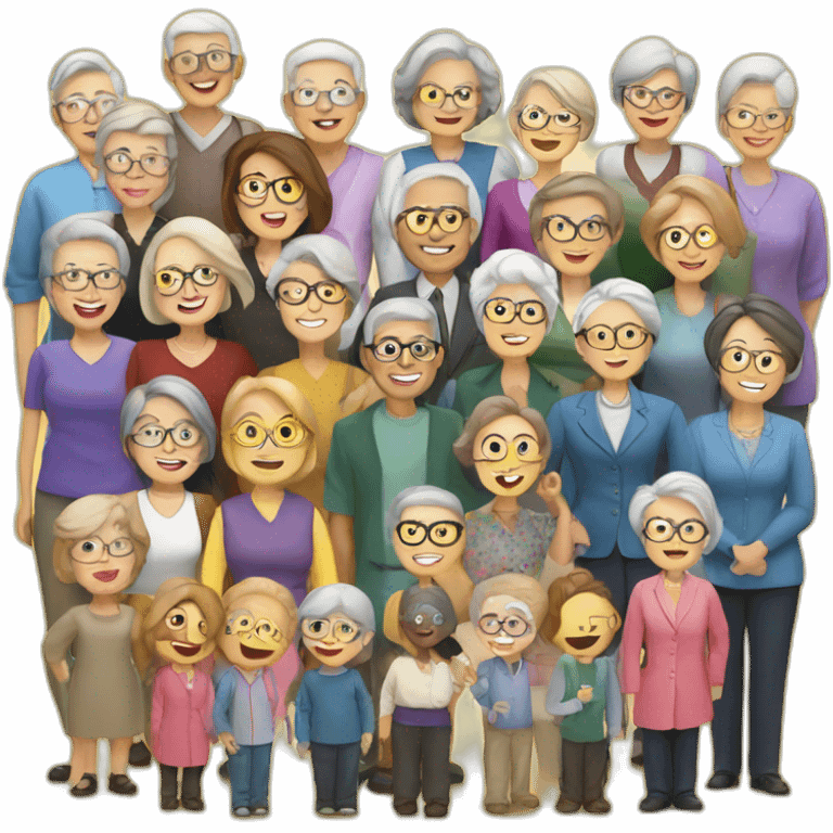 10 Seniors together with older lady teacher emoji