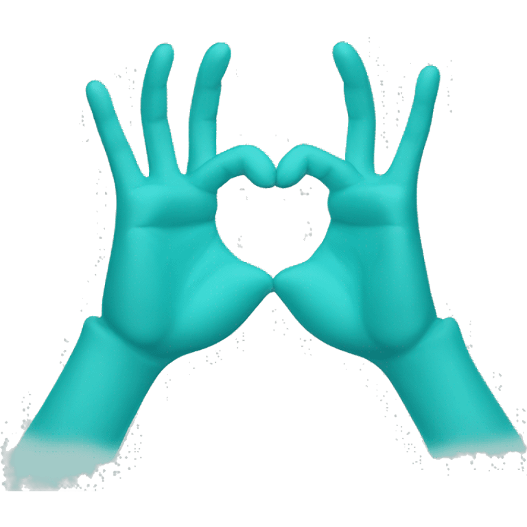 Turquoise blue heart hands emoji