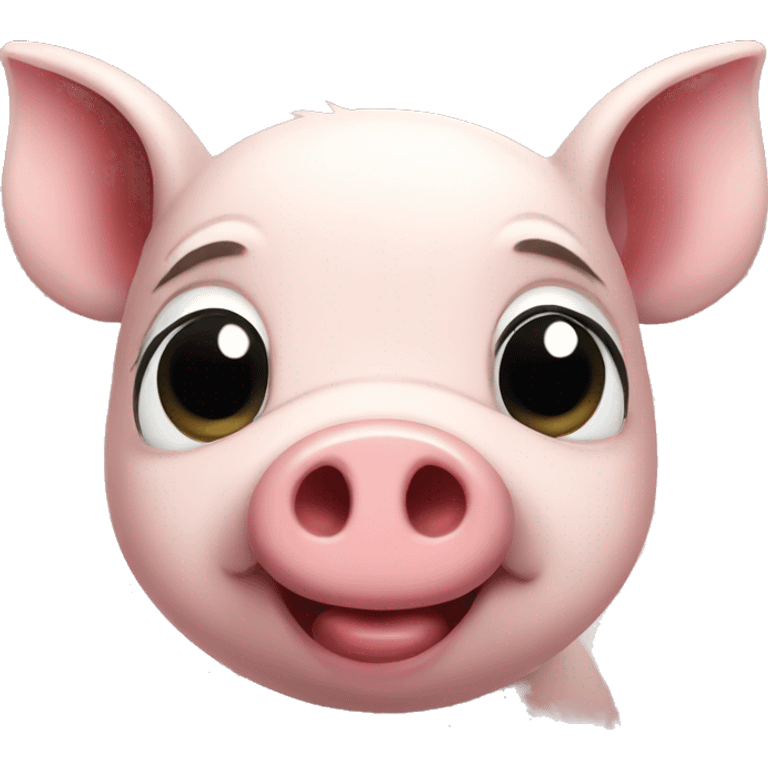 Black cute pig happy emoji