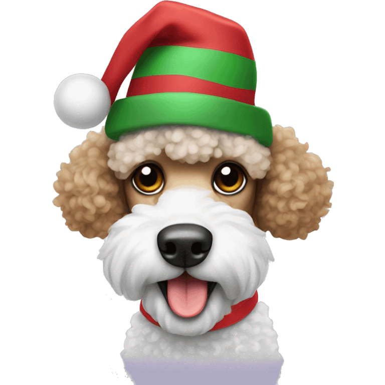 Poodle using a christmas hat emoji