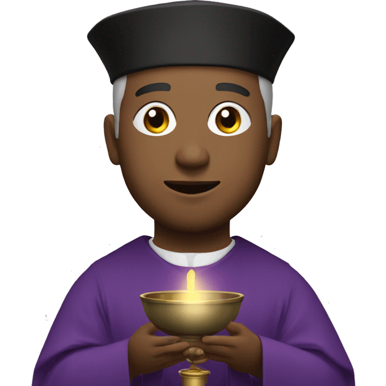 a priest with a censer wearing purple emoji