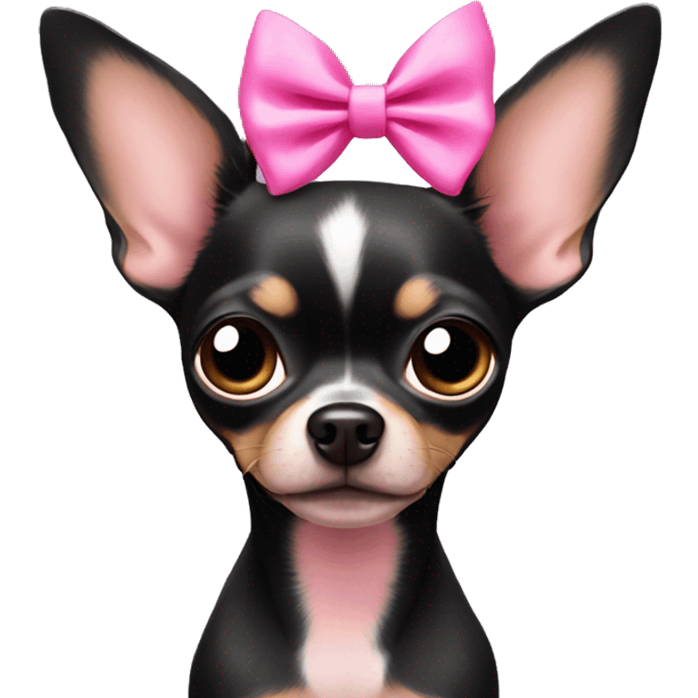 dark chihuahua with pink bows on ears emoji