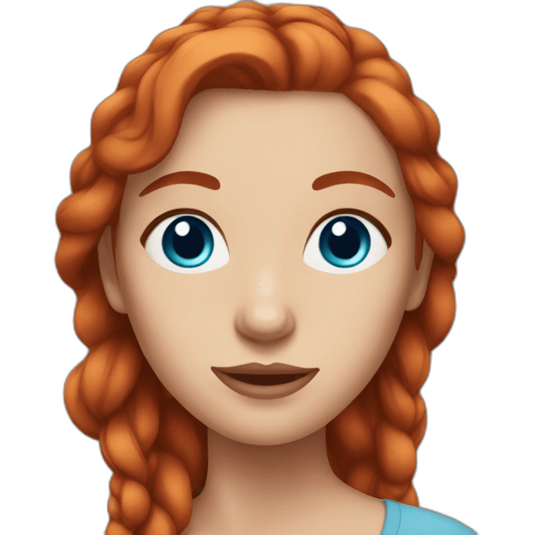 woman with blue eyes and medium length red hair emoji