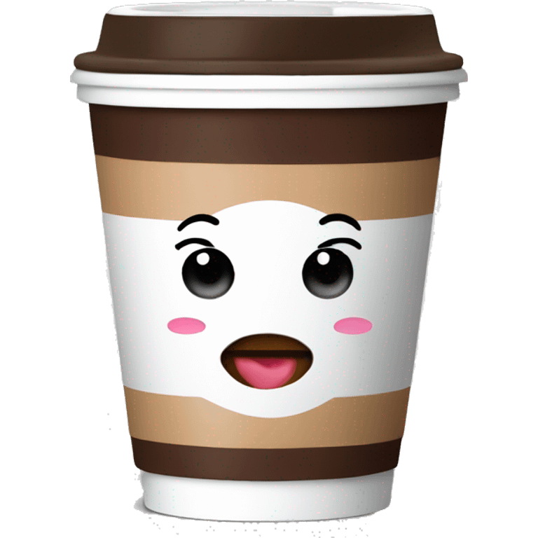 Withe coffee to go cup with kiss on cup emoji