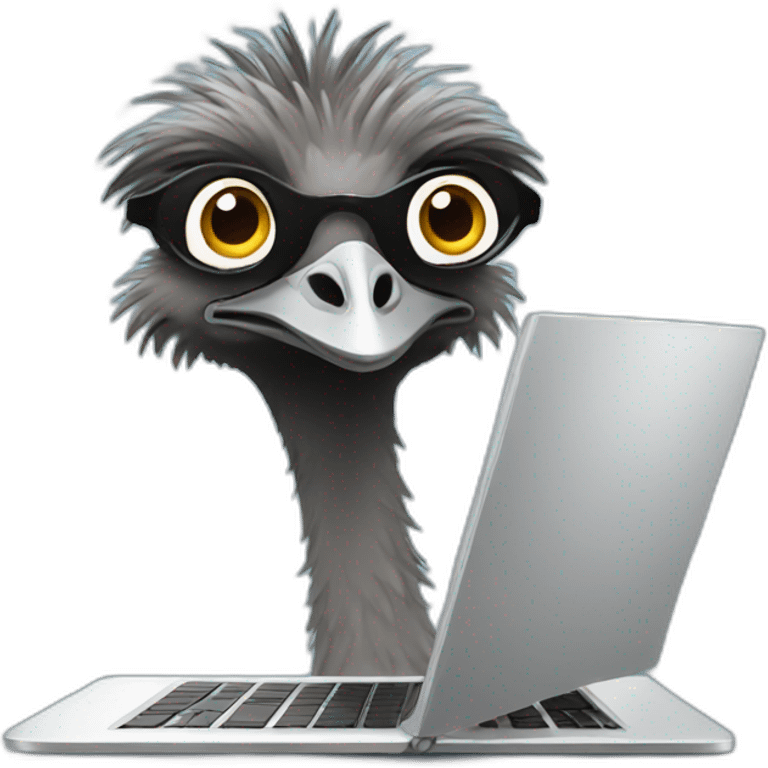 emu with laptop emoji