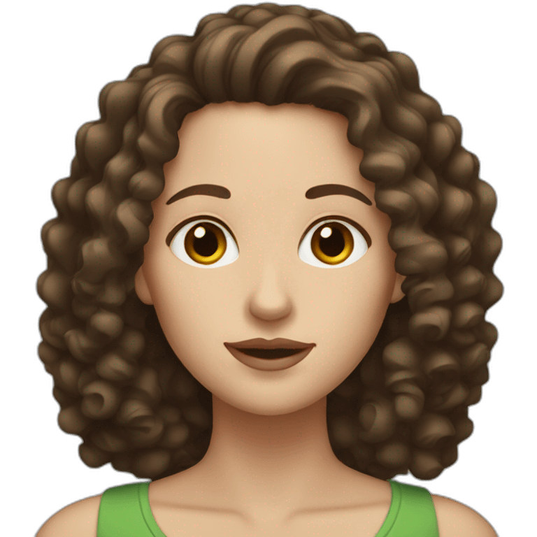 white woman with dark brown curly hair emoji