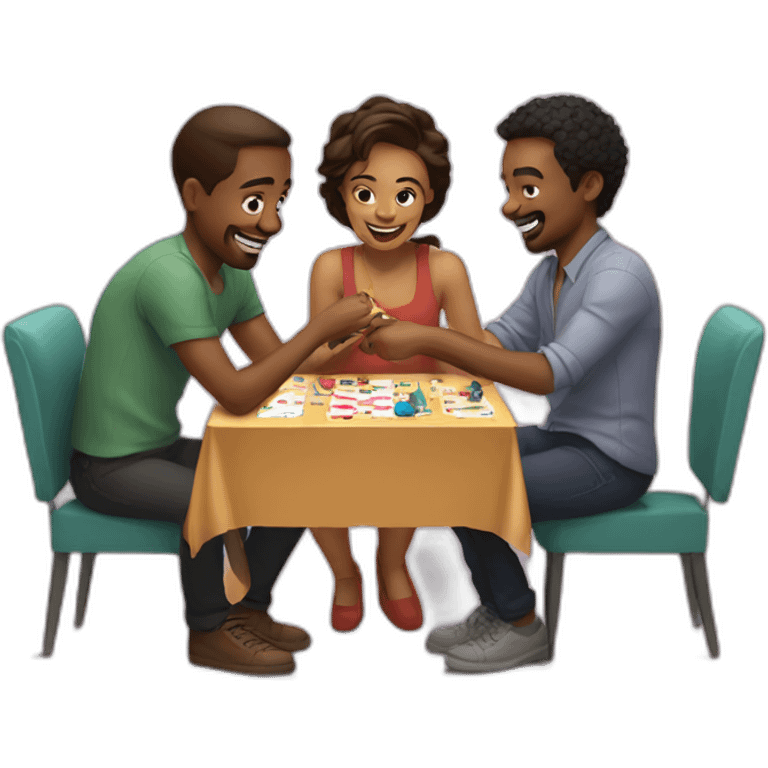 3 Friends playing board game emoji