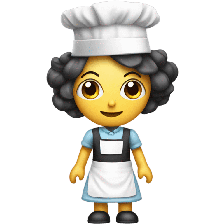 Robot wearing a maid apron and hat emoji