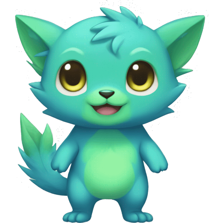 Cute cool green blue animal hybrid Fakemon full body emoji