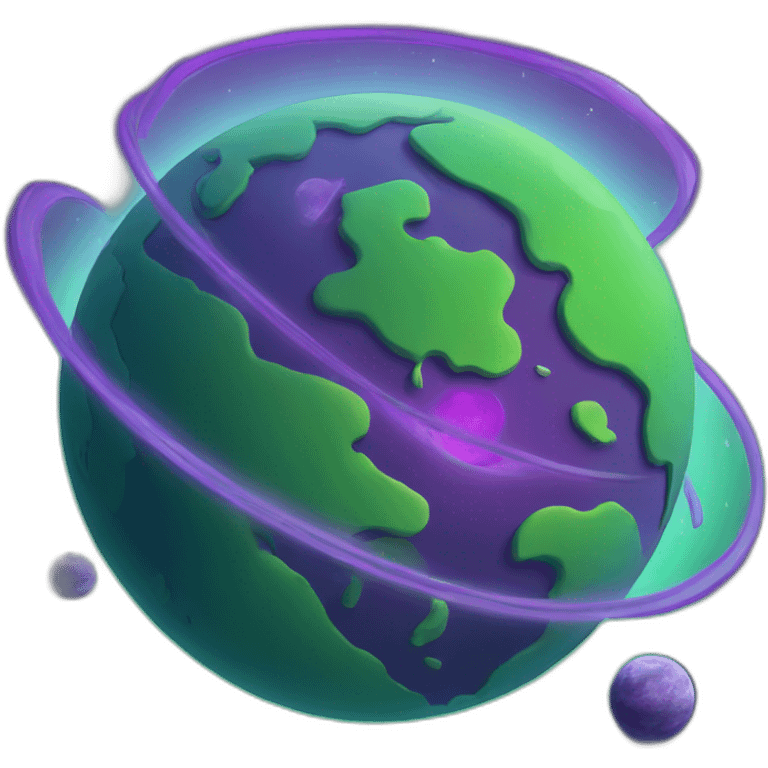 green planet with purple rings emoji