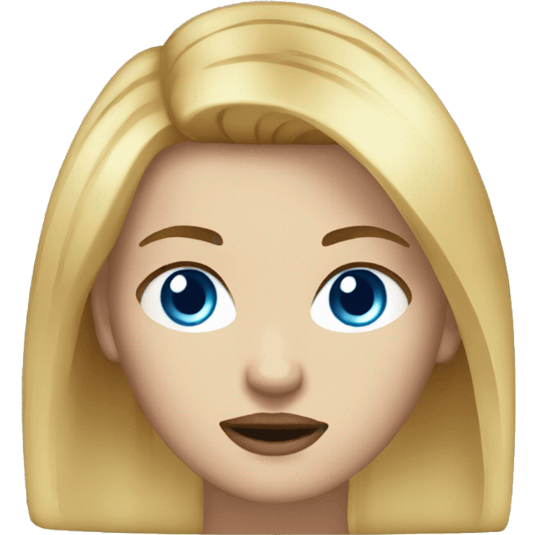 Angry faced Straight Semi Wavy Blonde hair white girl with blue eyes and brown eyebrows  emoji