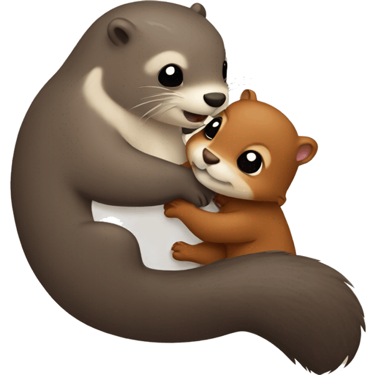 Otter and squirrel hugging emoji