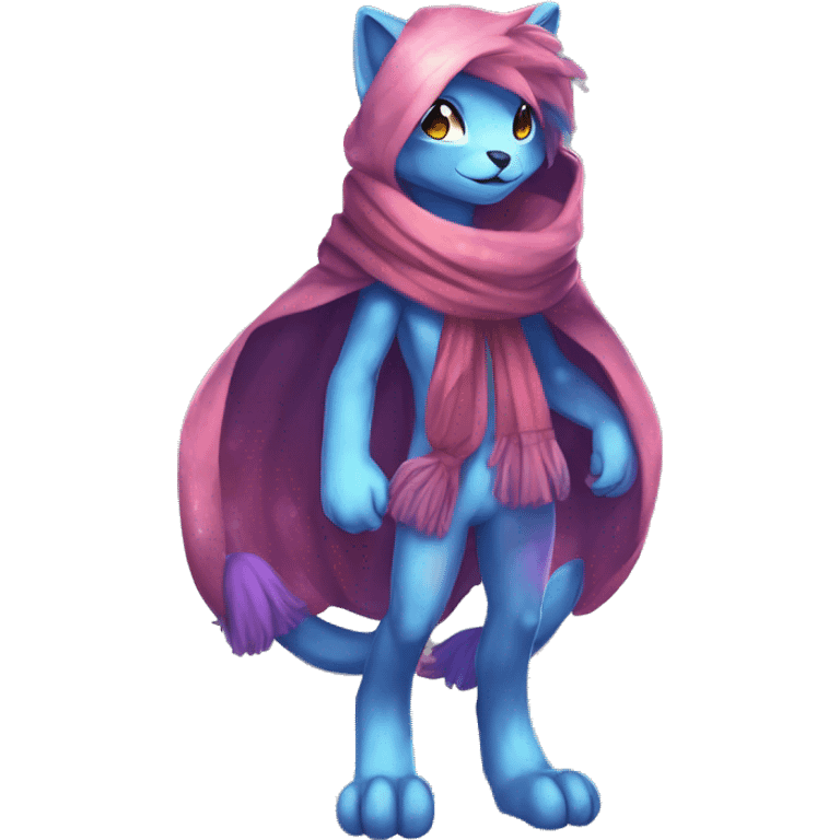 Shiny Anthro Sona Fakemon Nebula with a scarf Full Body emoji