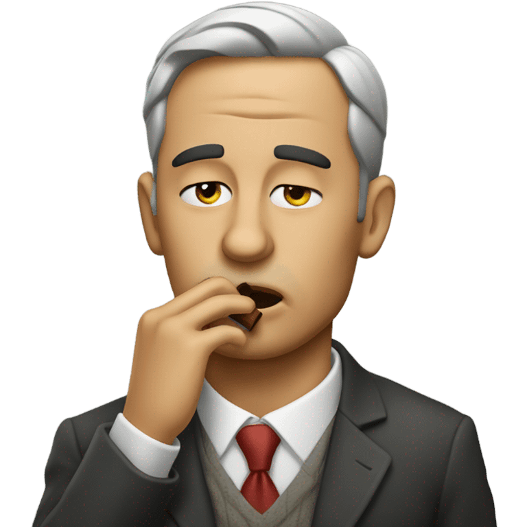 Man shedding tears with cigar in his mouth emoji