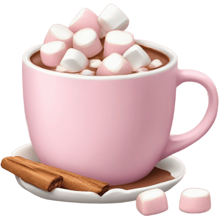 Light Pink mug of hot chocolate with marshmallows  emoji