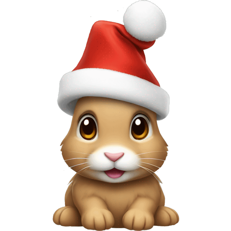 rabbit with cristmas hat emoji