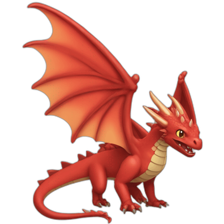 red Drangon with wings in the style of pokemon emoji