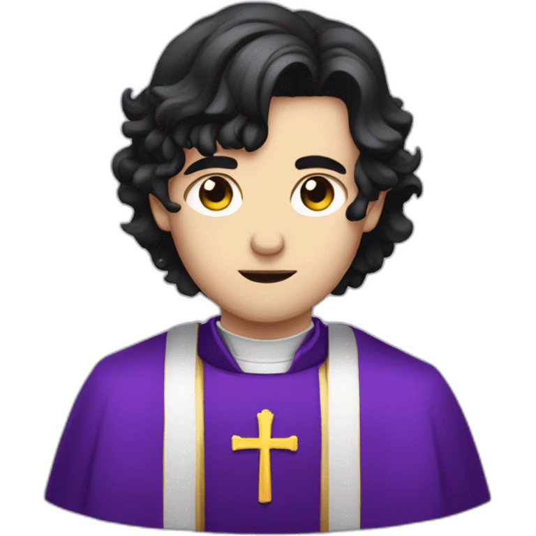 pale handsome sad evil priest with short wavy black hair and violet eyes emoji