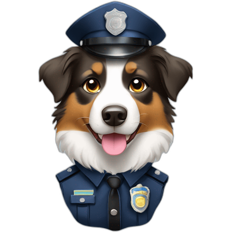 australian Shepherd in Police Uniform on Two paws emoji