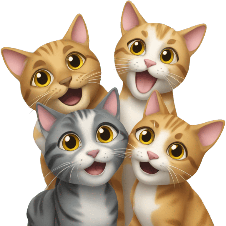 Three cats taking a selfie  emoji