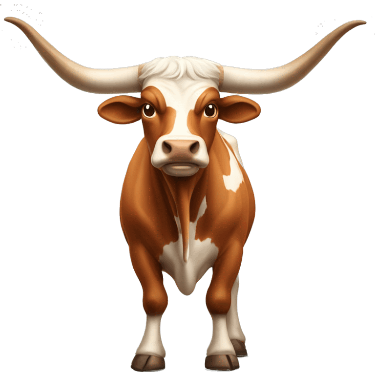 bull, Texas Longhorn, ridiculously long horns, full body, fat, university of Texas  emoji