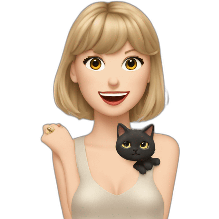 Taylor Swift chante avec un micro et un chat  emoji