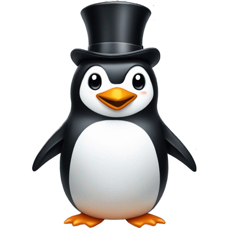 penguin with a top hat  emoji