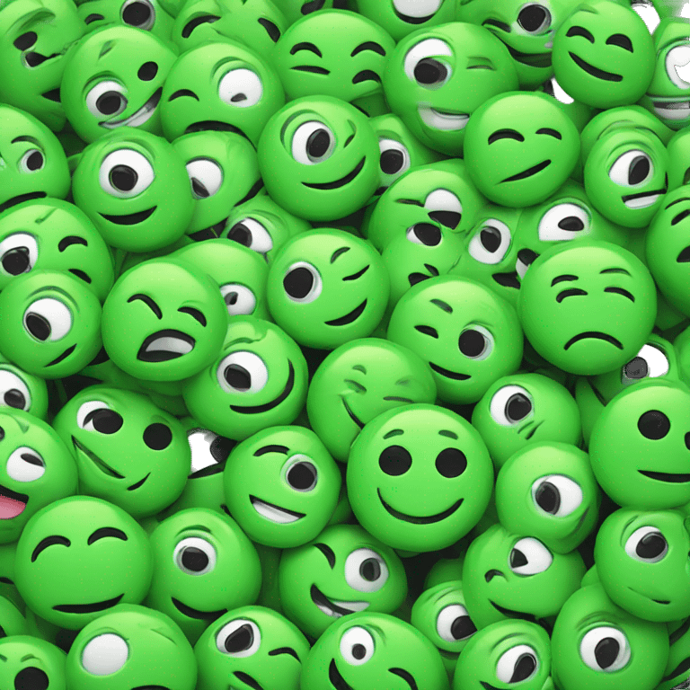 green circle with happy black eyes and green face emoji