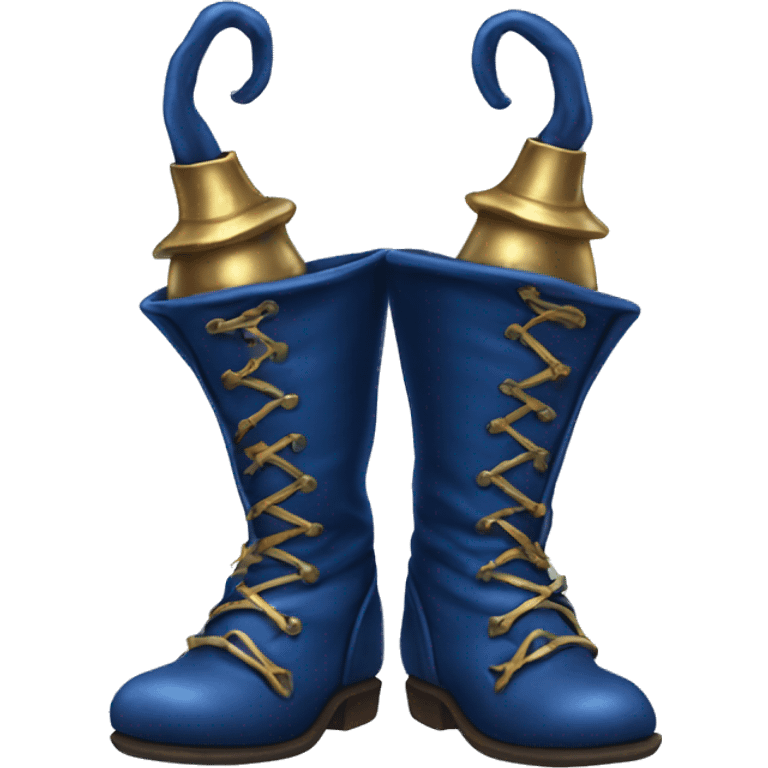 Realistic isolated dark blue elf boots with bells. emoji