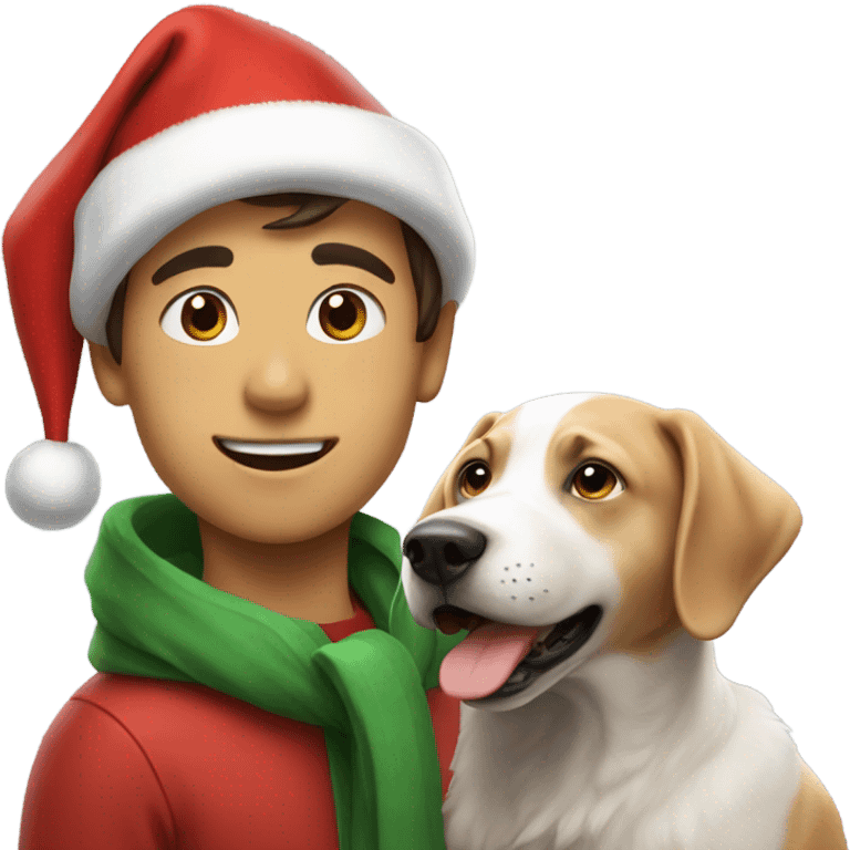 boys in santa hats with dog emoji