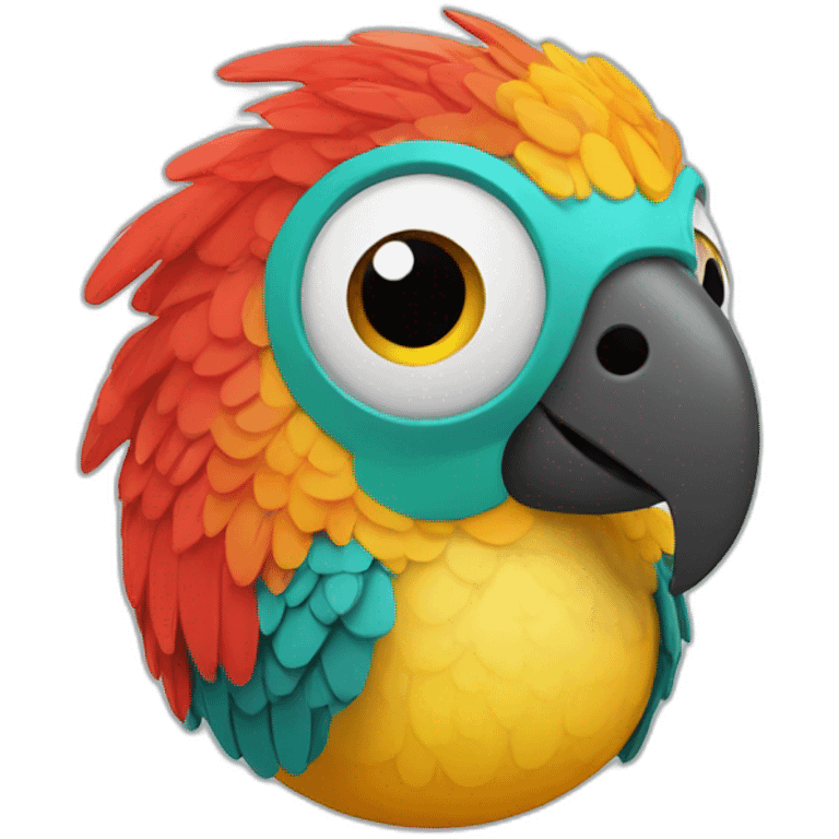 3d sphere with a cartoon Parrot skin texture with big calm eyes emoji