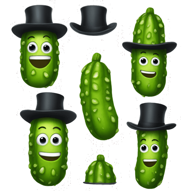 Pickle wearing a top hat in a bikini emoji