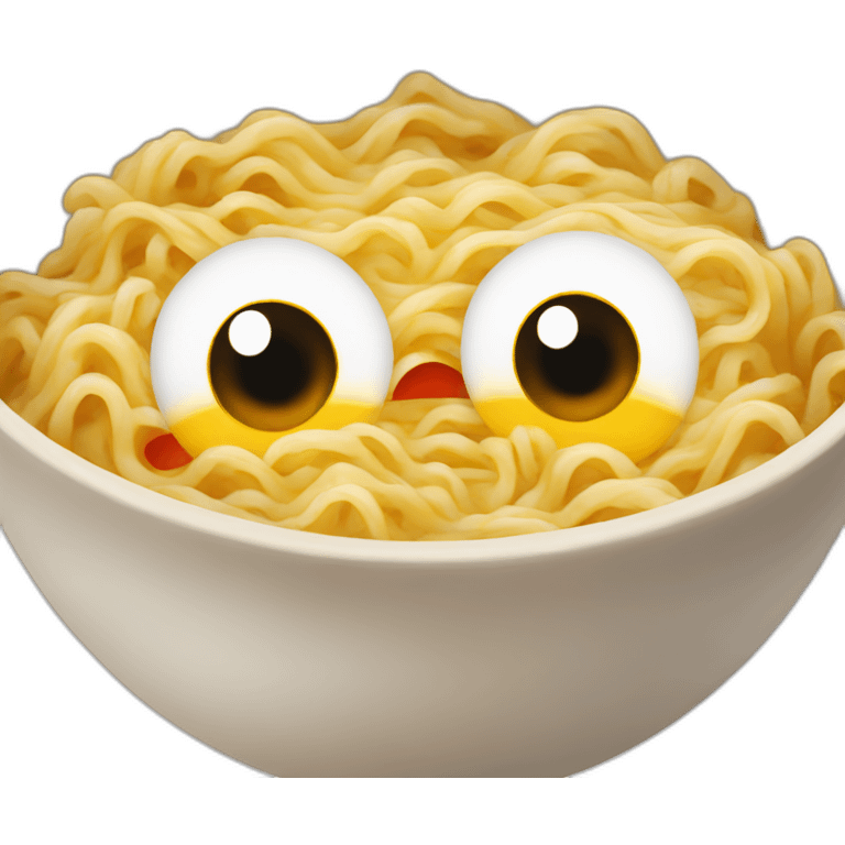 Ramen with eyes and a smile emoji