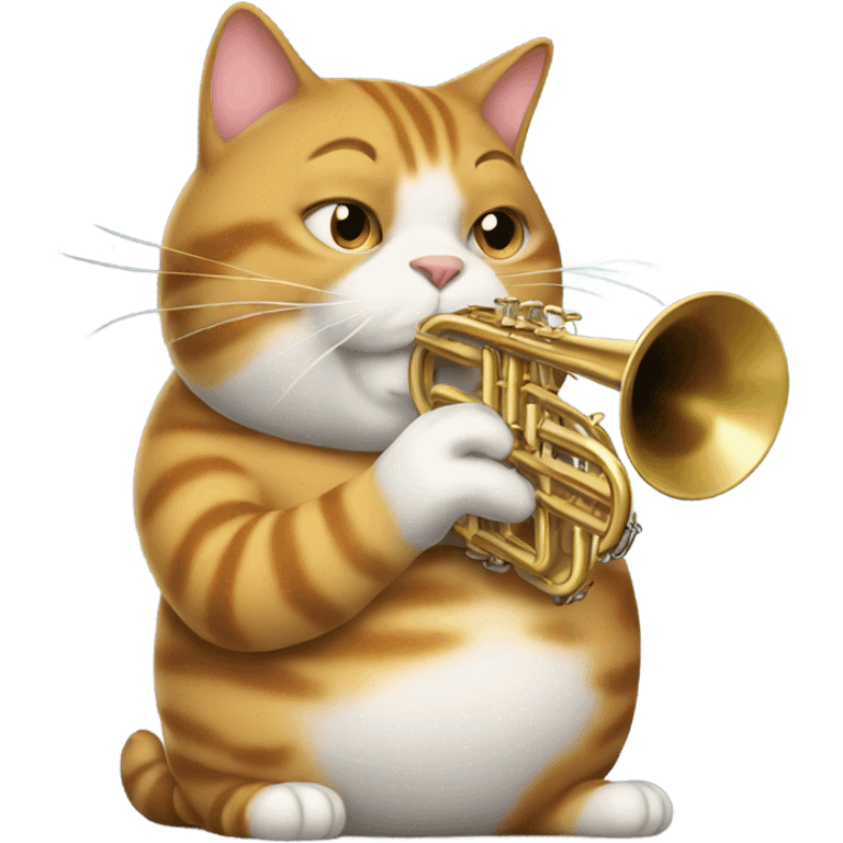 Incredibly fat cat, playing a trumpet emoji