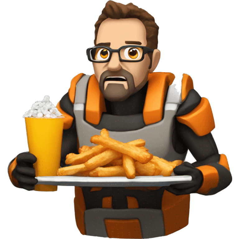 Gordon Freeman eats chicken fries emoji