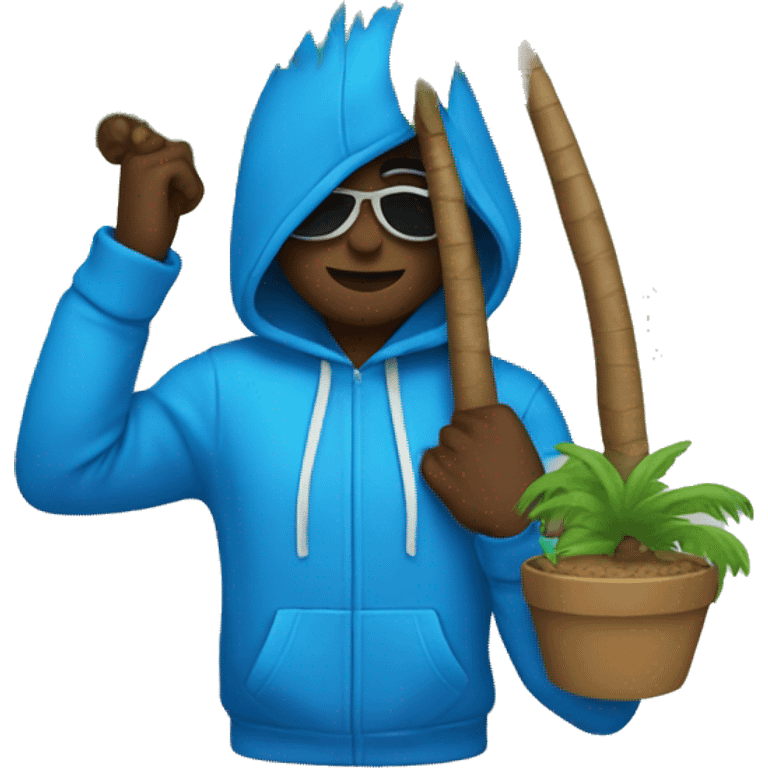 blue hoodie with palm tree  emoji