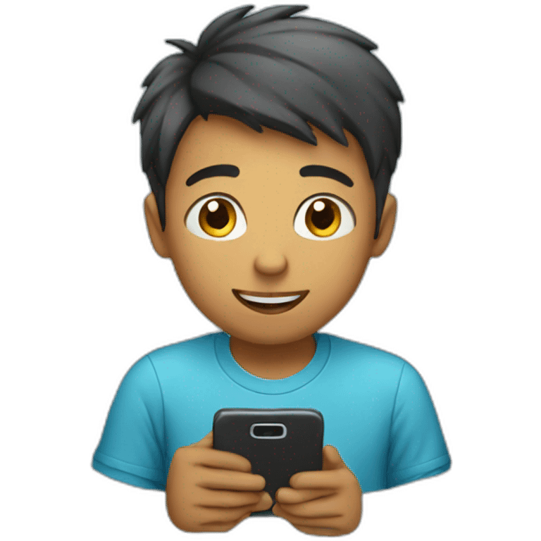 Boy using phone emoji