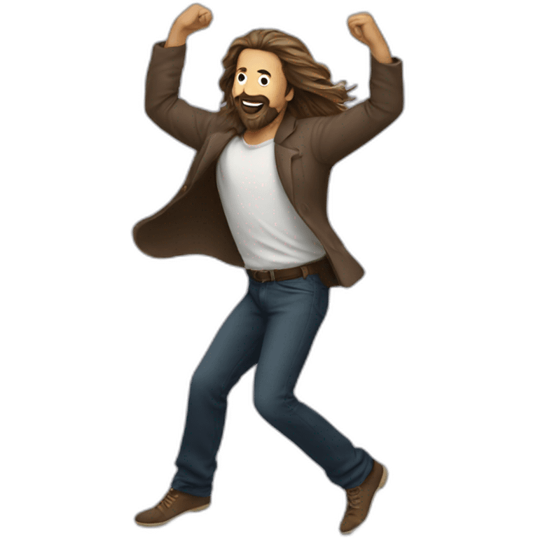 Man long hair and beard dancing emoji